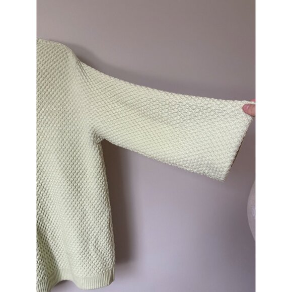 St. John Wool Knit Bell-Sleeve Open-Front Pockets Cardigan Sweater Pastel Green - Picture 11 of 14